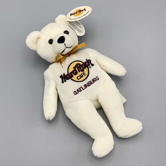 Hard Rock Cafe White Plush Bear Gatlinburg Peter Beara Stuffed