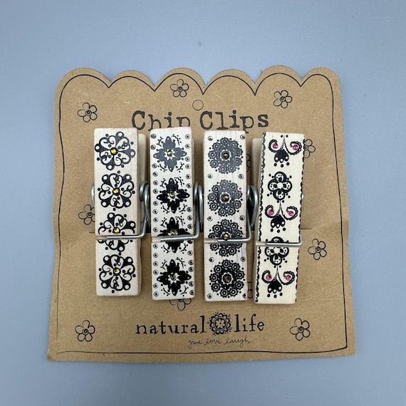 Black Floral Chip Clips Black Floral Chip Clips