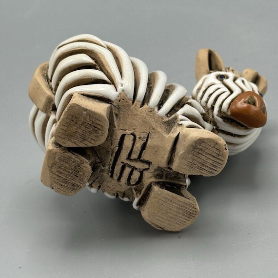 Vtg Artesania Rinconada Zebra Figurine Signed Uruguay Glazed