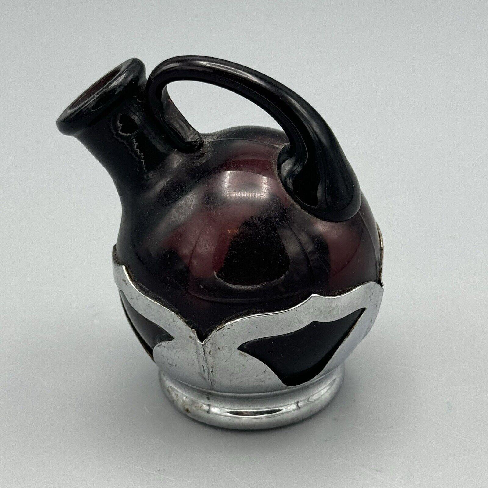 Vtg Farber Bros Purple Single Cruet No Stopper Krome Kraft NY Cambridge Amethyst