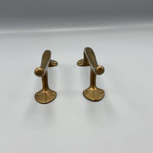 Vtg Pair Antique Brass Bronze Pull Door Handles Heavy Old World Art Deco 8 inch image 4