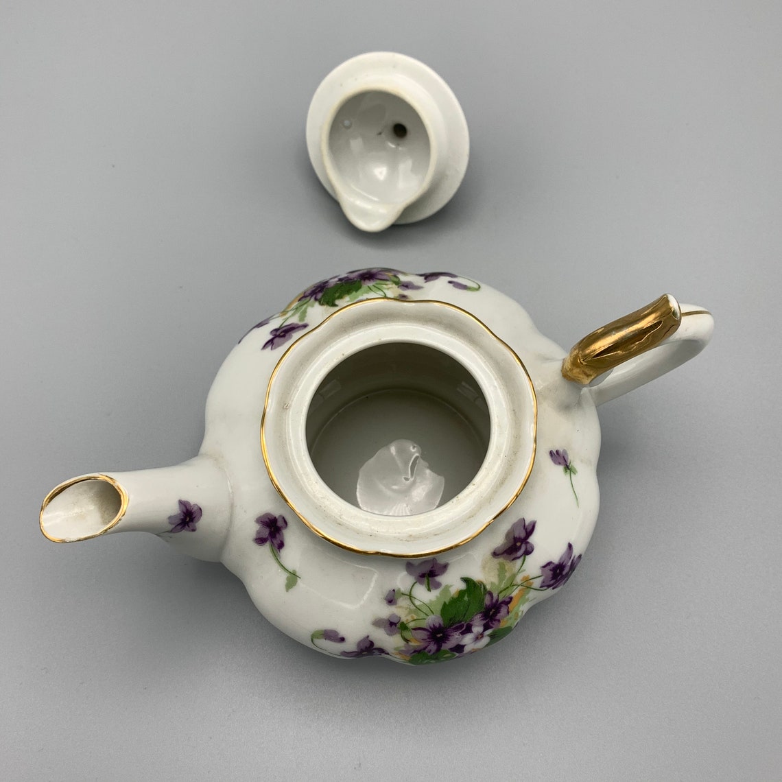 Vintage Norcrest Fine China Sweet Violets Teapot With Lid Teacup and