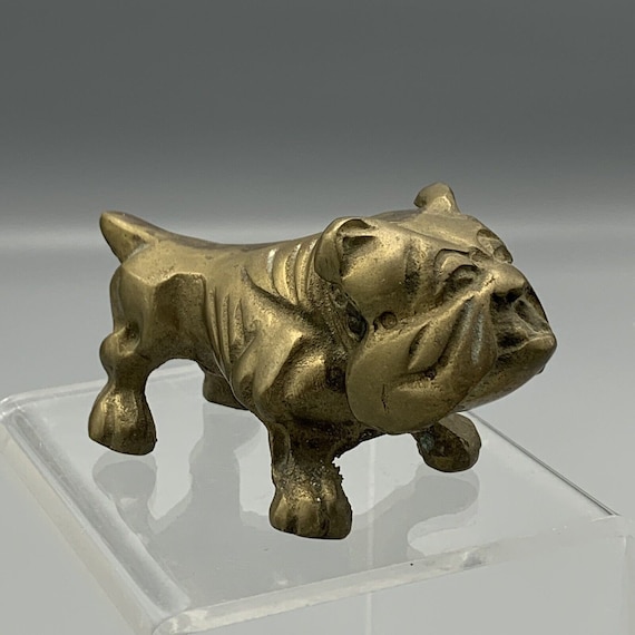 Vintage JB Solid Brass Bulldog Figurine Paperweight Taiwan ROC