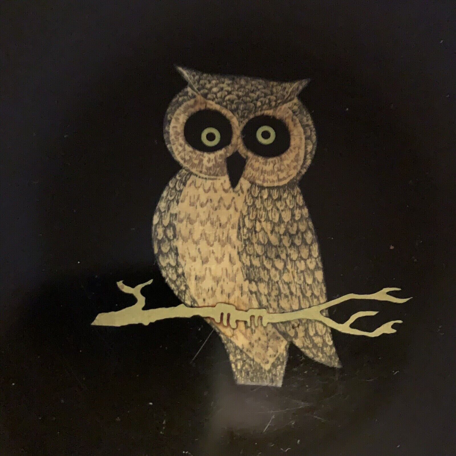 Vintage Couroc of Monterey Owl Bowl Inlayed Eyes Branch and Talons Brown Gold