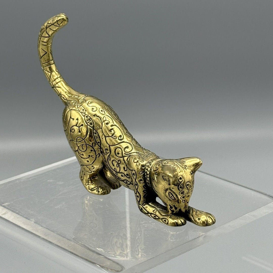 Vtg Franklin Mint Curio Cabinet Cat Collection Figurine Asian 1986