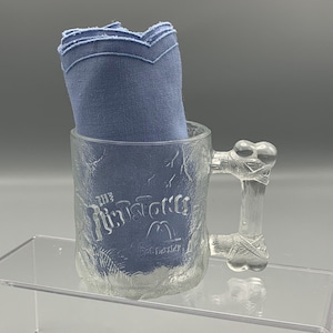 Caneca de vidro pré-amanhecer McDonalds 1993 The Flintstones com alça de osso gravada em relevo 3D
