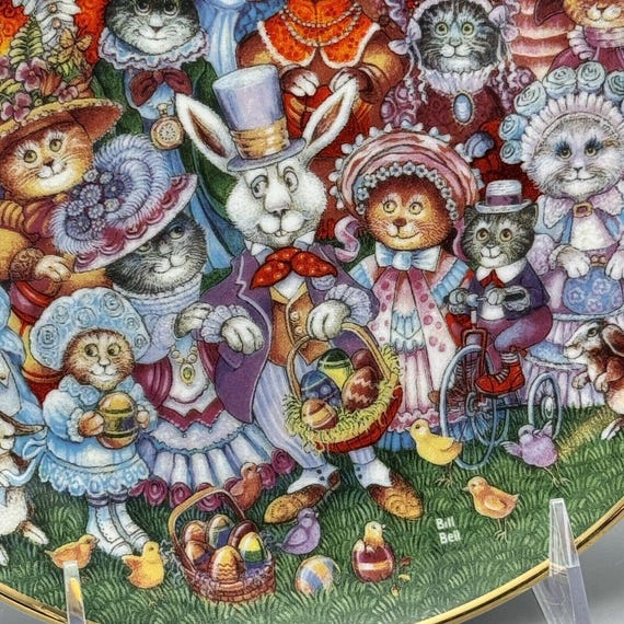 Franklin Mint Easter Purrade Cats by Bill Bell Limited Edition