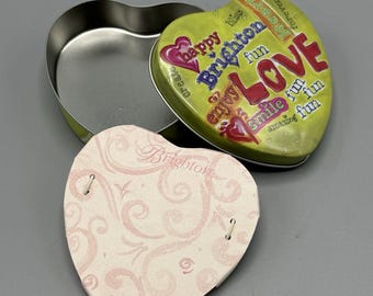 Brighton Heart Shaped Tin Trinket Jewelry Box Empty Love Romance 4.75"