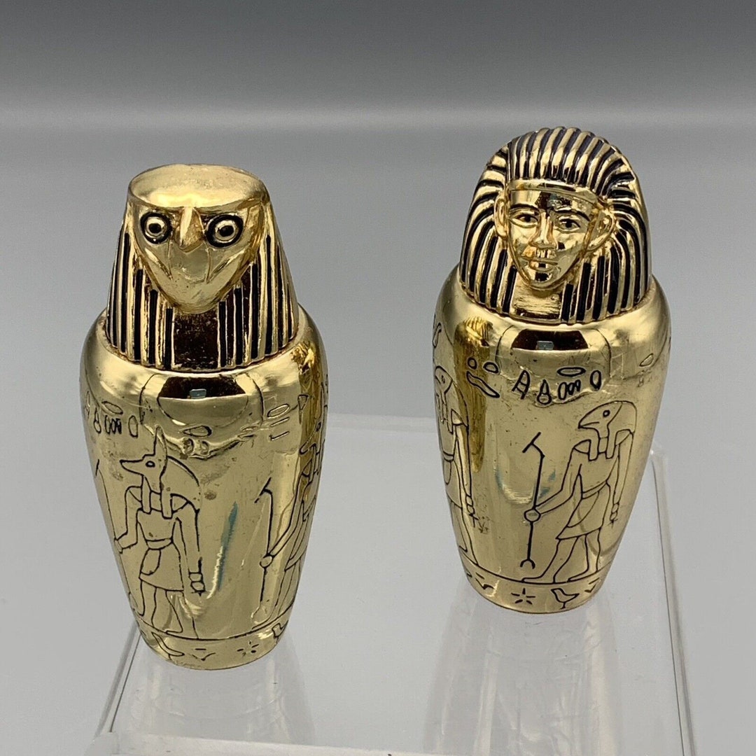 Egyptian Art Canopic Jars Sons of Horus Set of 2 Golden Brass Egyptian ...