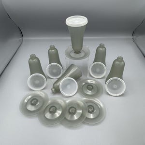 VTG Lot de 6 coupes Tupperware gris argenté pour pouding parfait # 254 # 296 18 pièces