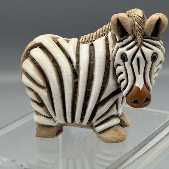 Vtg Artesania Rinconada Zebra Figurine Signed Uruguay Glazed