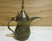 Small Vintage Middle Eastern Brass Coffee Pot Patent 86710 Turkish Dallah Coffee Tea Pot