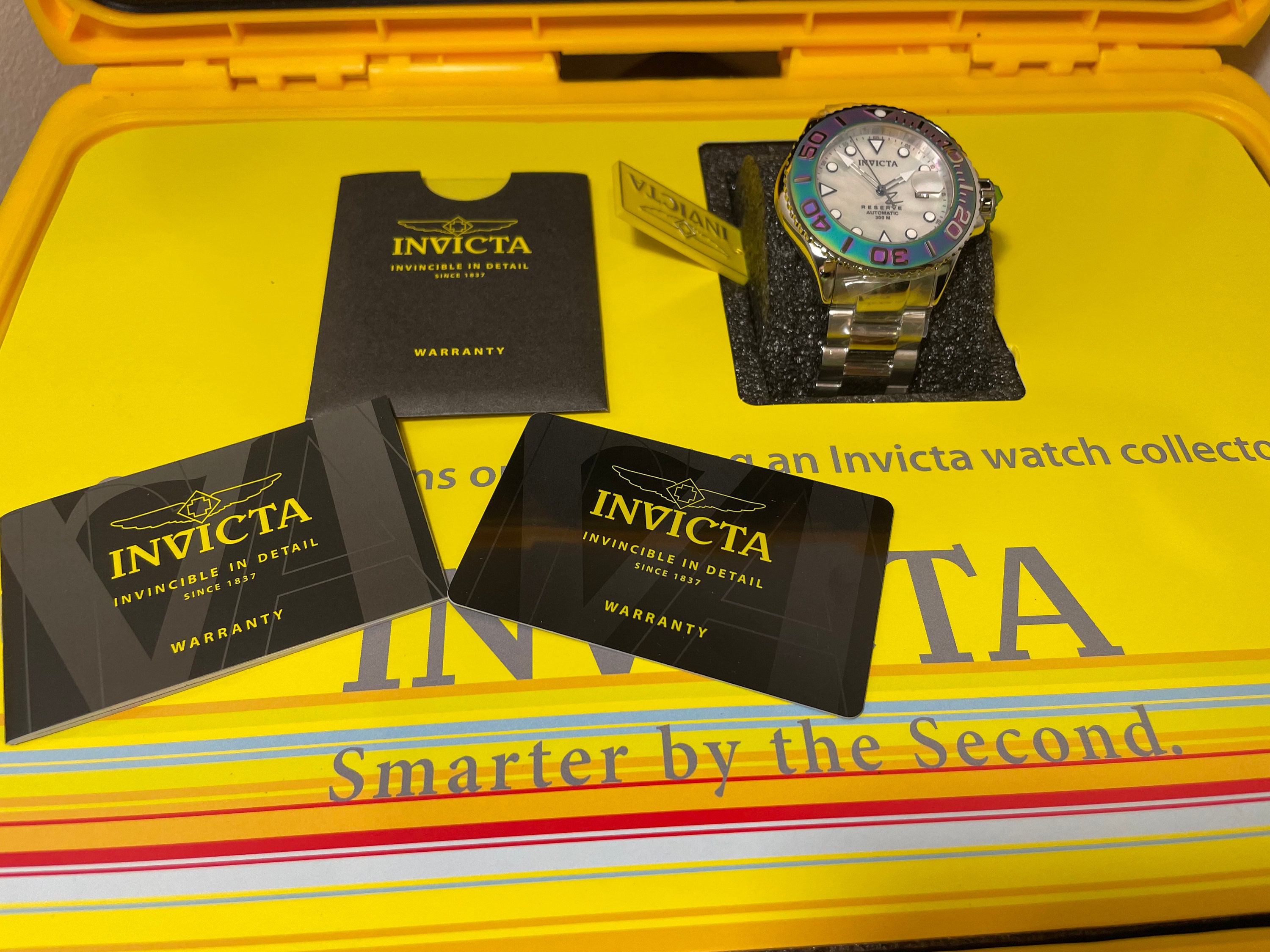 Invicta Silver Watch with Yellow Box Lot 0521) INVICTA Model 9937 Watch w/ Box & Papers  main image 2