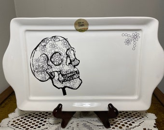 Vintage Valori Home Skull Day Of Dead Tray Platter Made in Italy