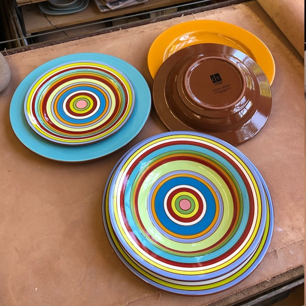 Set of 4 Dinner Plates - Savory Stripe Collection Summer Sale