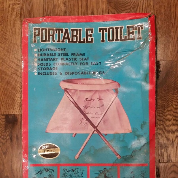 Vintage Portable rétro Camping toilette Commode pot Pot de chambre éléphant blanc cadeau chasse pliable Guy Man Cave Glamping pêche nautisme