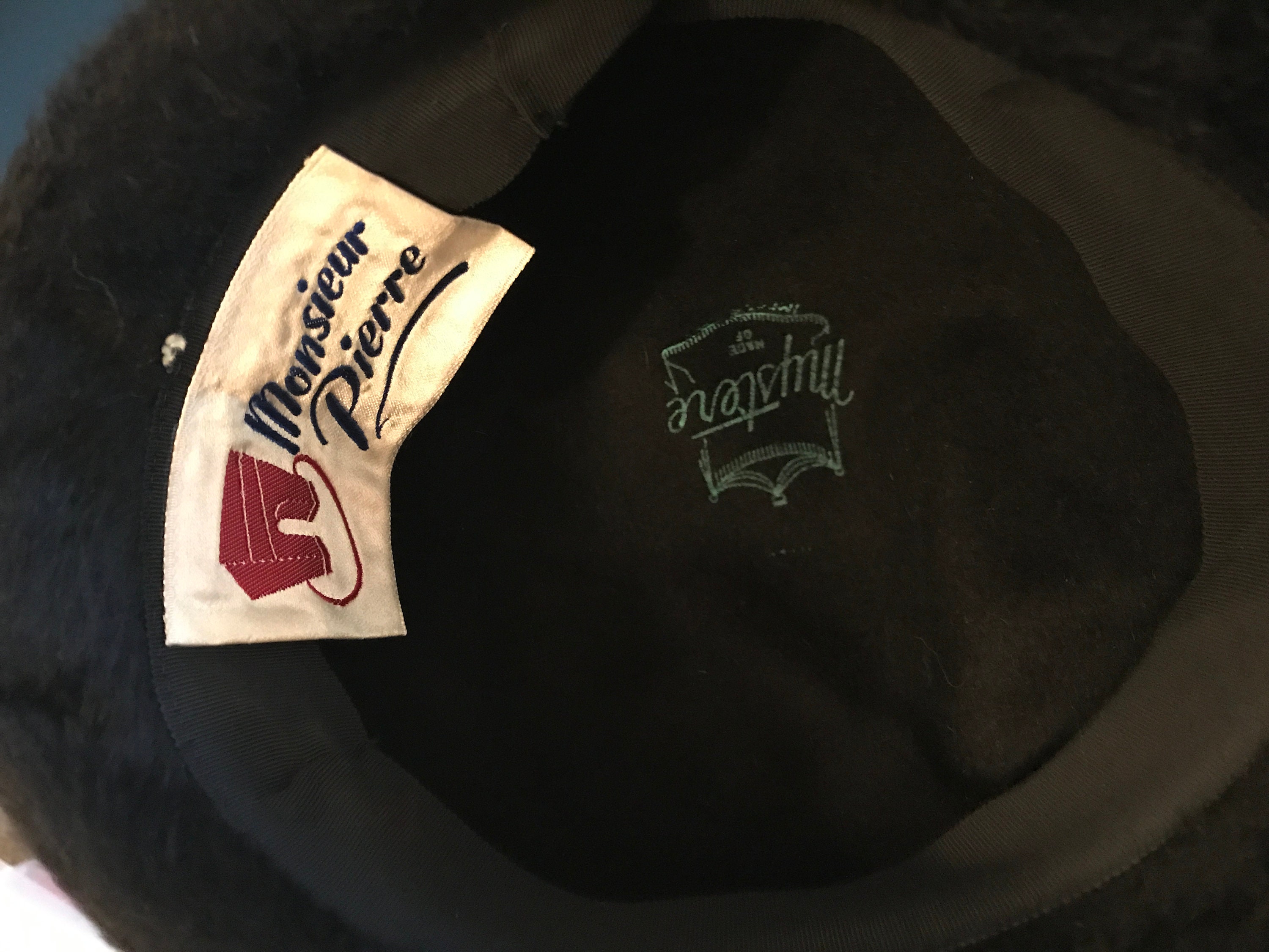 Oh Pierre! Vintage Black Mystere Imported Fur Fedora, Cloche 