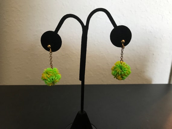 Neon Flower Power! Vintage 1960’s era Drop, Dangl… - image 6