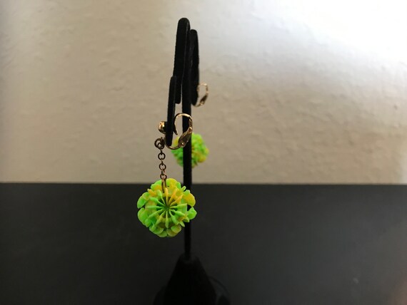 Neon Flower Power! Vintage 1960’s era Drop, Dangl… - image 7