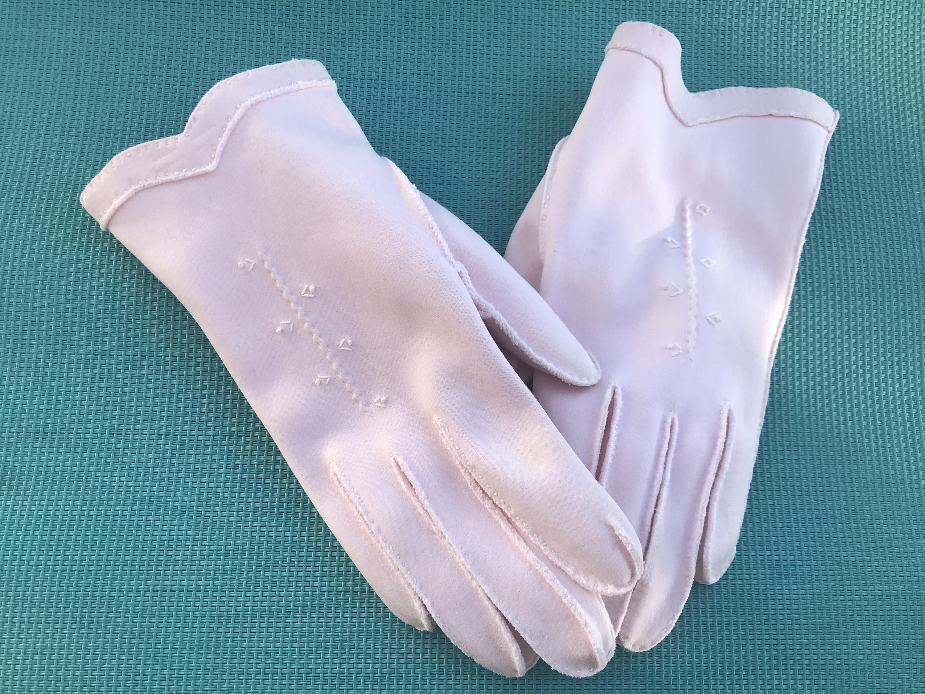 Black Jersey Gloves with Pink Stone Embellishment