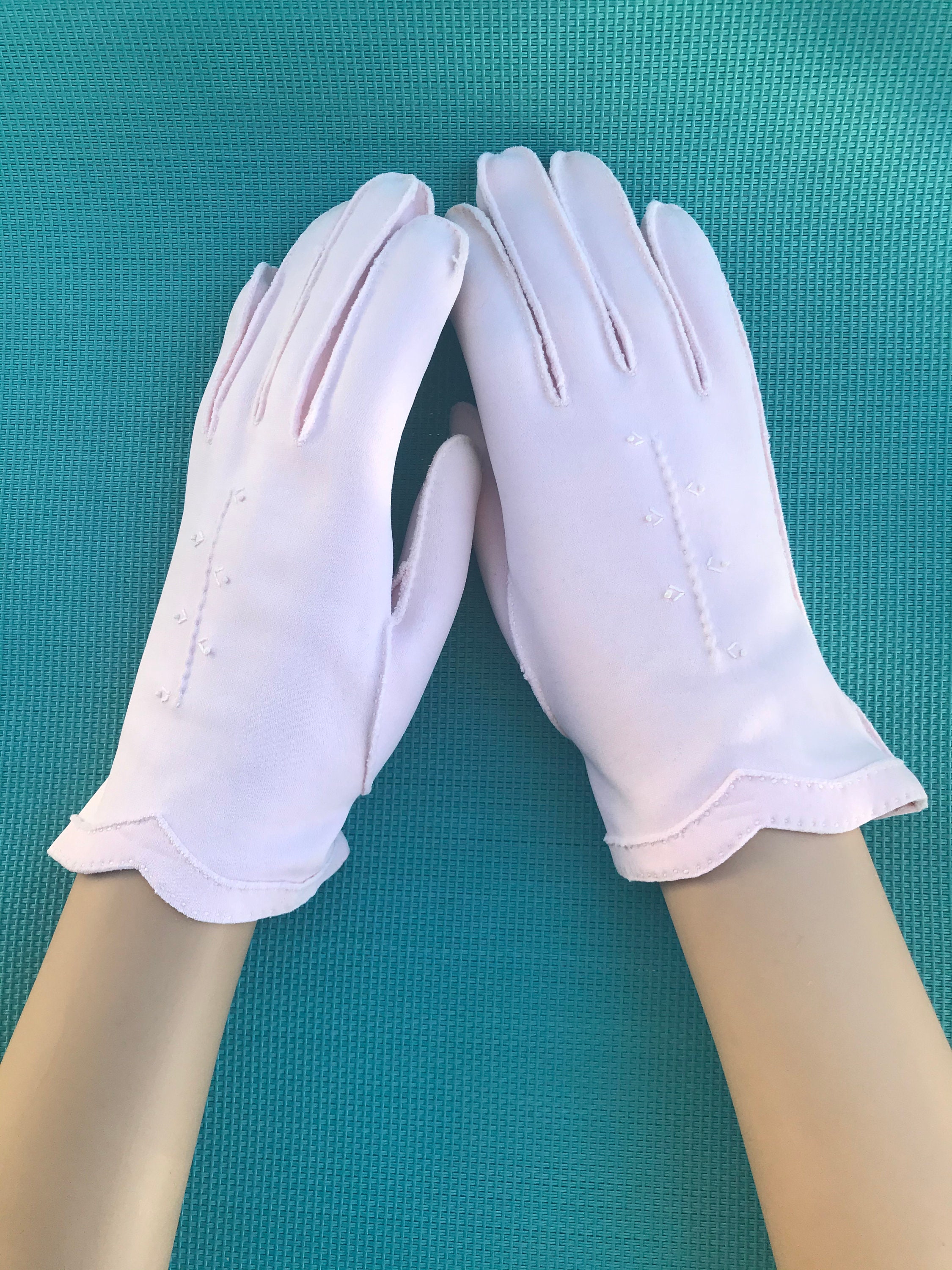 Black Jersey Gloves with Pink Stone Embellishment main image 1