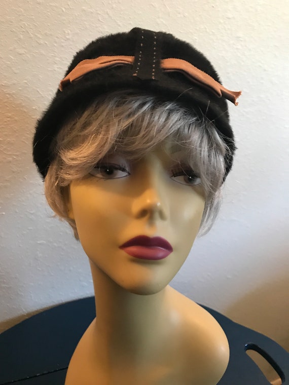 Vintage 60’s Betmar Mystere Black Imported Fur Cloche Hat W Crosgrain Bow Betmar New York Women main image 2