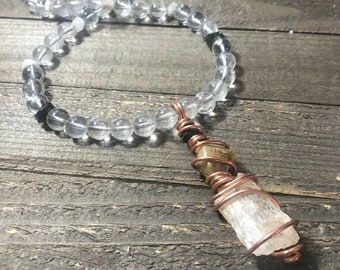 RARE SYNERGY 12 Twelve Herderite Phenacite Moldavite Necklace