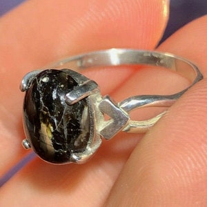 NUUMMITE Nuummit ANCIENT Rare AUTHENTIC Spiritual Protection Crystal Ring .925 Silver Greenland