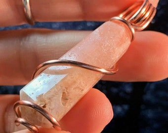 PINK AMETHYST Rare Gorgeous New Find Sparkling Double Terminated DT Crystal Wand Pendant Brazil