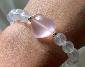 PINK GIRASOL HEART Girasol Metamorphosis Moon Gorgeous  Quartz Crystal Bracelet