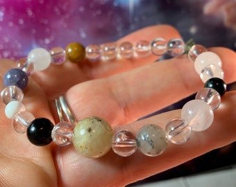 SYNERGY 12 CRYSTAL BRACELET Phenacite Moldavite Petalite Herderite