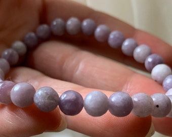 6mm LEPIDOLITE GENTLE SOOTHING Lithium Rich Gorgeous Rare Crystal Bracelet