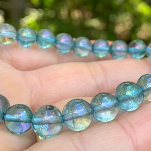 8 mm AQUA AURA ECHT goudbehandeld kwarts prachtige zeldzame kristallen armband