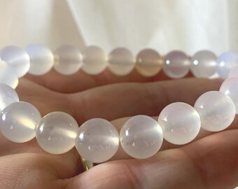 10mm DREAM CHALCEDONY Beautiful Rare Positive Vibration Crystal Bracelet