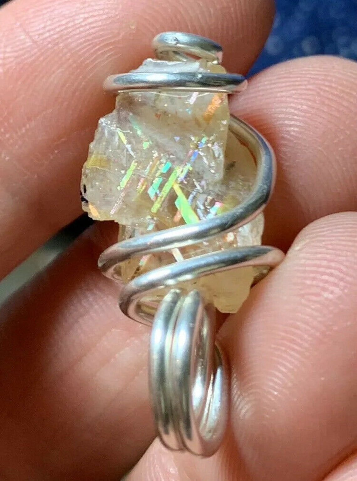 rainbow lattice sunstone engagement ring