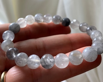 8mm LUNA ROSE QUARTZ Granite Rose Quartz Beautiful Rare Crystal Bracelet