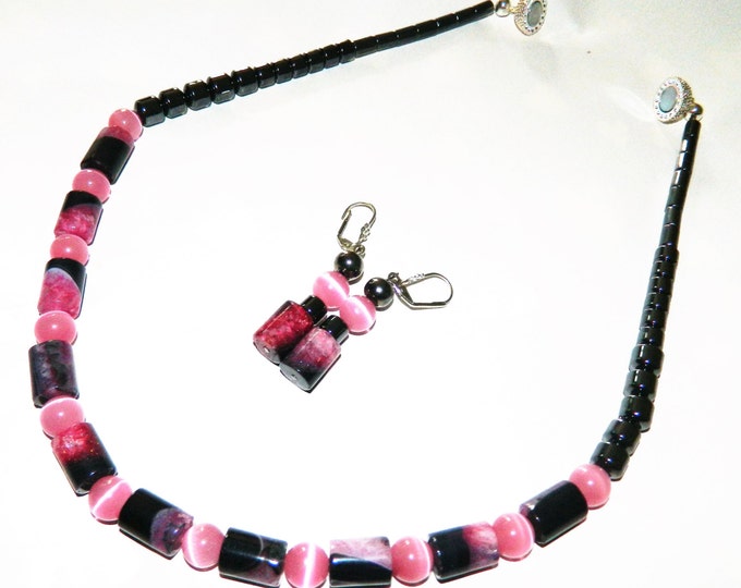 Colorful Pink & Black Agate