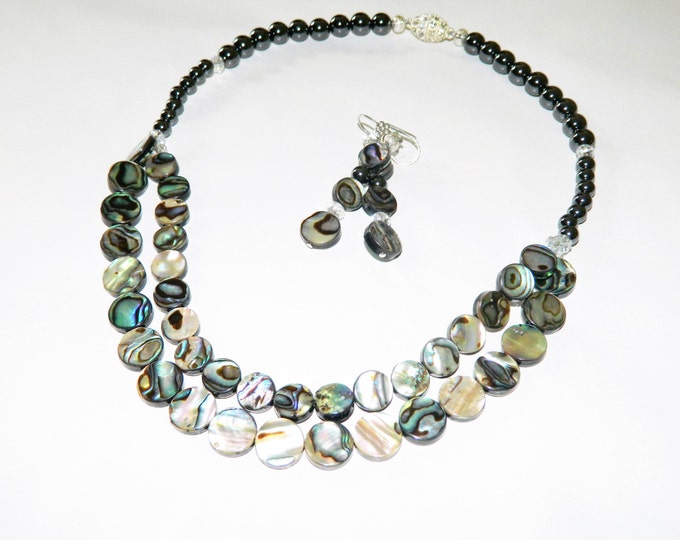 Abalone Shell Coin Bead & SPM Hematite
