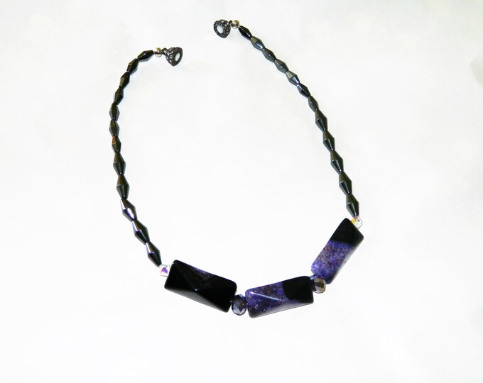 Purple Black Druzy Agate