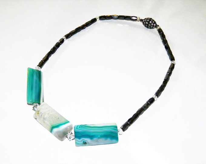 Green Druzy Agate Barrel