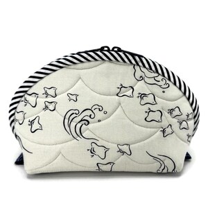 Quilted Zipper Pouch, Plover Print Cosmetic Organizer, Travel Bag, Clam Up