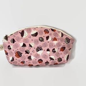 Acorn Large Curvy Zippered Petal Pouch, Bolsa de viagem para cosméticos, Estojo para óleos essenciais, Bolsa de mão, Notions Keeper