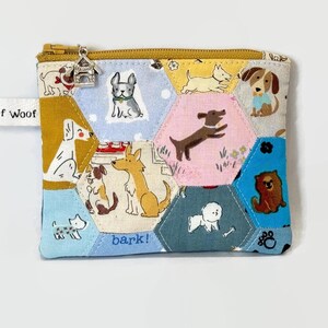 Bolsa con cremallera acolchada con diseño de cachorro, monedero Hexie, neceser, neceser de viaje para artículos de tocador, almacenamiento de maquillaje