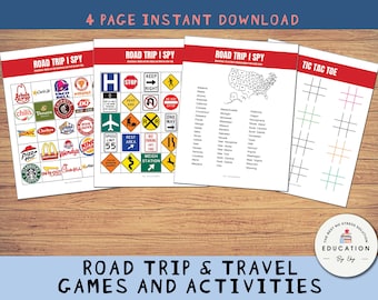 Road Trip Travel Activity Pack, I Spy Game, Tic Tac Toe