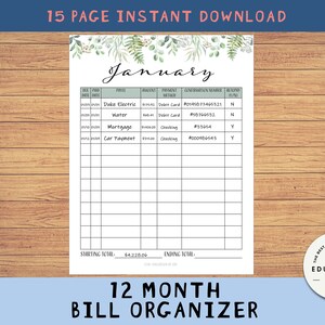 Printable Monthly Bill Tracker and Password Login Organizer - Etsy