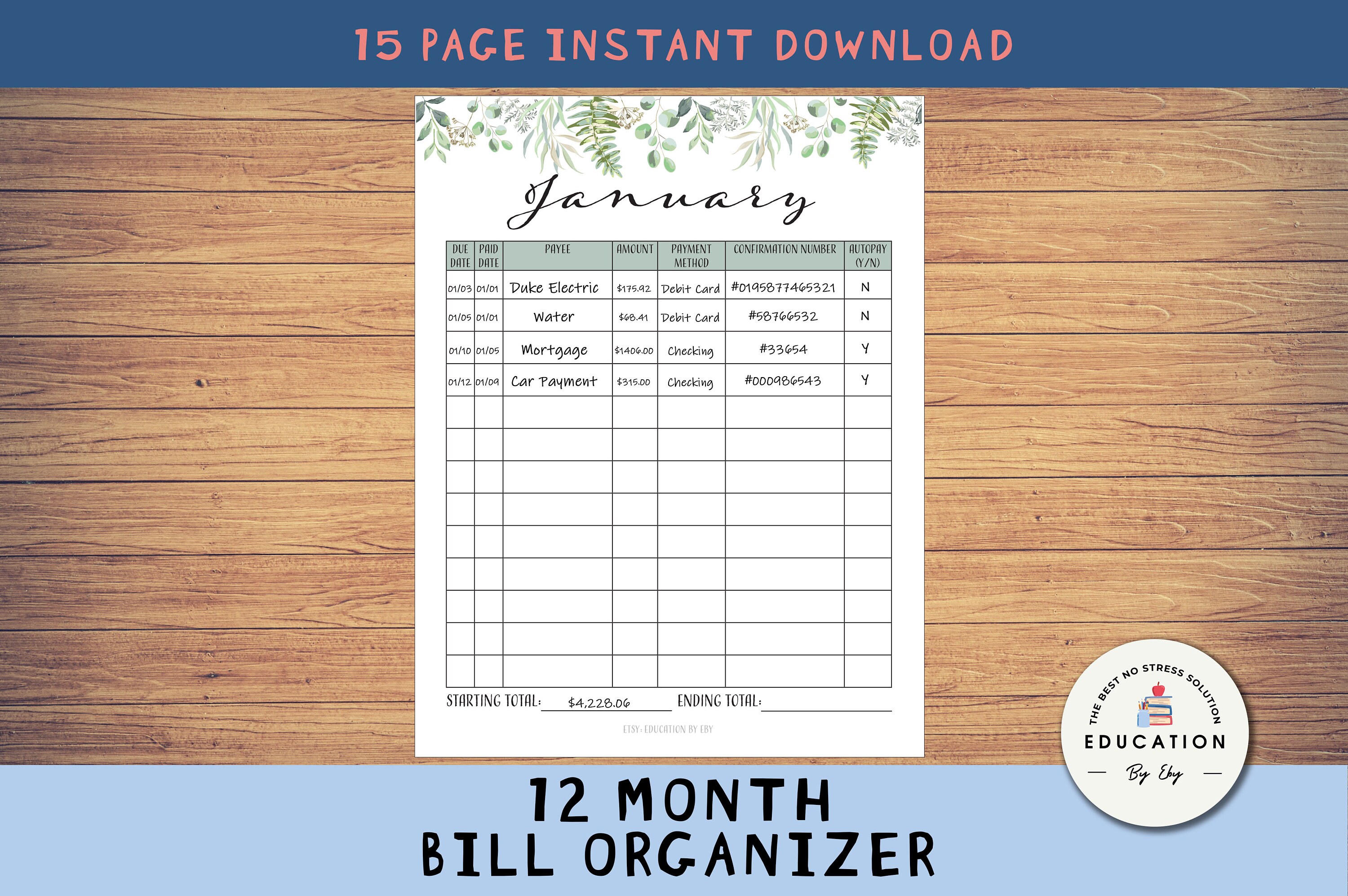 Printable Monthly Bill Tracker and Password Login Organizer - Etsy