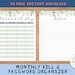 Printable Monthly Bill Tracker and Password Login Organizer - Etsy