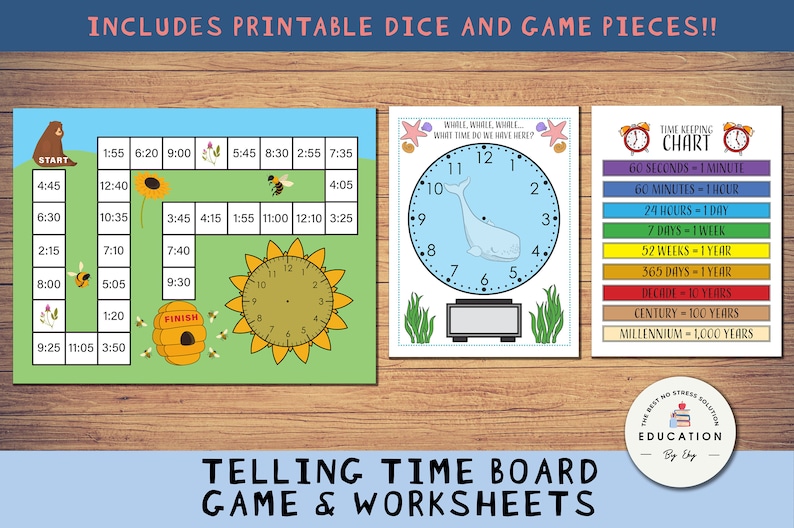 Telling Time Board Game, Telling Time Worksheets, Telling Time Posters