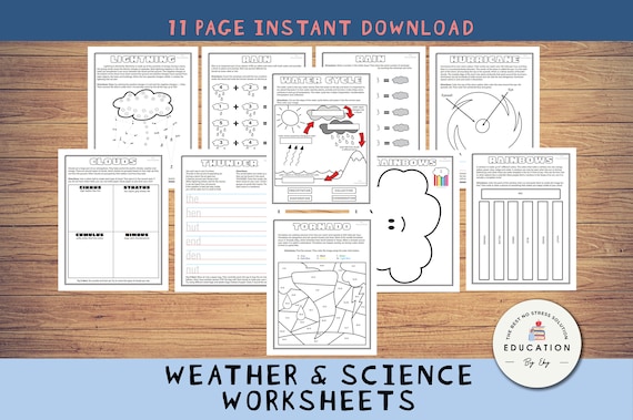 pre k kindergarten first grade 10 page weather science etsy