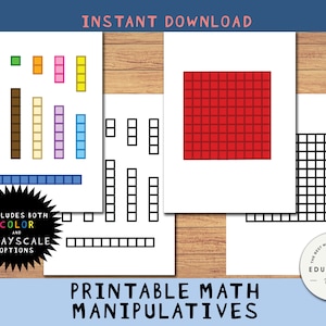 Math Manipulatives, platzsparend, farbcodierte Take Anywhere Printable Blocks